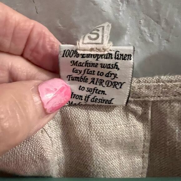 Crown linen designs Bella 100%  linen top high low hem oversized size s - Picture 5 of 6